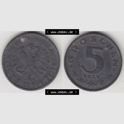 Münzen Österreich Umlaufmünze 1948-1994, 5 Groschen 1951, Münze aus Österreich mit Münzseiten Horizontal / Nebeneinander auf einen Bild für Mobile-Geräte... Sammlung