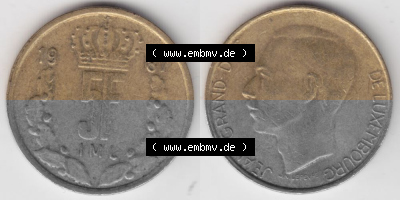 Münzen Luxemburg Umlaufmünze 1986-1988, 5 F, Francs, Franken 1987, Bild mit Vollansicht Sammlung