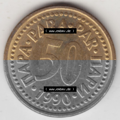 Münzen Jugoslawien Umlaufmünze 1990-1991, 50 Para 1990, Bild mit Rückseite der Münze als Bildmaterial Sammlung