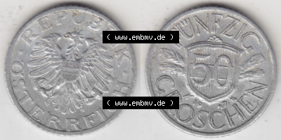 Münzen Österreich Umlaufmünze 1946-1955, 50 Groschen 1947 II., Münze aus Österreich -.-.- Sammlung