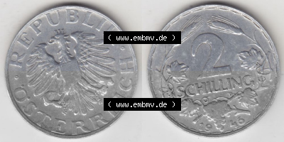 Münzen Österreich Umlaufmünze 1946-1952, 2 Schilling 1946, Münze aus Österreich -.-.- Sammlung