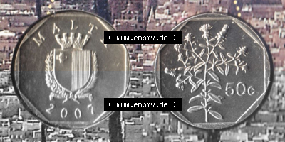 Münzen Malta Umlaufmünze 1991-2007, 50 Cent 2007 (3) Sammlung