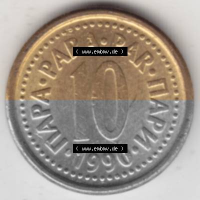 Münzen Jugoslawien Umlaufmünze 1990-1991, 10 Para 1990, Bild mit Rückseite der Münze als Bildmaterial Sammlung