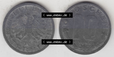 Münzen Österreich Umlaufmünze 1947-1949, 10 Groschen 1948 IV., Münze aus Österreich -.-.- Sammlung