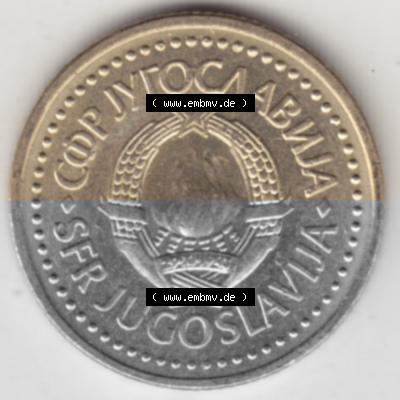 Münzen Jugoslawien Umlaufmünze 1982-1986, 1 Dinar 1986, Bild mit Vorderseite der Münze als Bildmaterial Sammlung