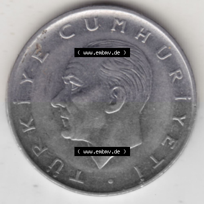 Münzen Türkei Umlaufmünze 1967-1980, 1 Lira 1971. Vorderseite der Münze der Türkei als Bildmaterial für Sammler und Münzen-Webseiten... Sammlung