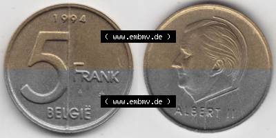 Belgien vor Einführung der Euromünzen in Belgien Sammlung
