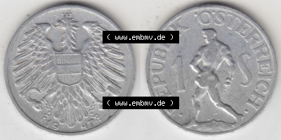 Münzen Österreich Umlaufmünze 1946-1957, 1 Schilling 1947 I., Münze aus Österreich -.-.- Sammlung