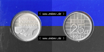 Münzen Niederlande Umlaufmünze 1982-2000, 25 Cent 2000, Bild mit Vollansicht Sammlung