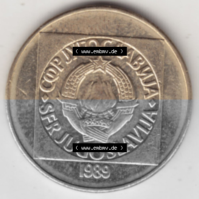 Münzen Jugoslawien Umlaufmünze 1988-1989, 100 Dinar 1989, Bild mit Vorderseite der Münze als Bildmaterial Sammlung