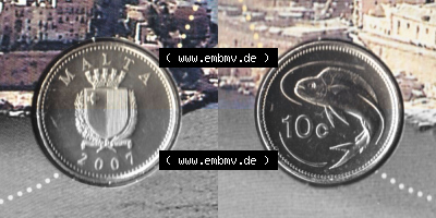 Münzen Malta Umlaufmünze 1991-2007, 10 Cent 2007 (3) Sammlung