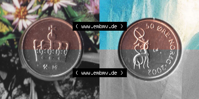Münzen Norwegen Umlaufmünze 1986-2011, 50 Öre 2002, Münze aus Norwegen -.-.- Sammlung