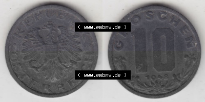 Münzen Österreich Umlaufmünze 1947-1949, 10 Groschen 1948 I., Münze aus Österreich -.-.- Sammlung