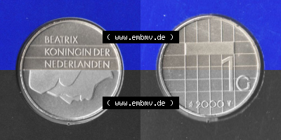 Münzen Niederlande Umlaufmünze 1982-2000, 1 Gulden 2000, Bild mit Vollansicht Sammlung