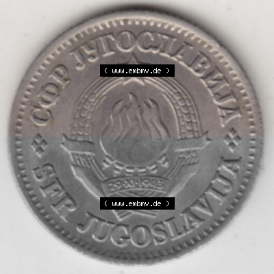 Münzen Jugoslawien Umlaufmünze 1968-1968, 1 Dinar 1968, Bild mit Vorderseite der Münze zum Download Sammlung