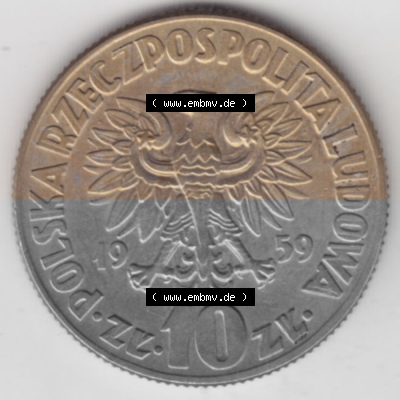 Münzen Polen Gedenkmünze 1959-1965, 10 Zloty Nikolaus Kopernikus 1959 (1) Sammlung