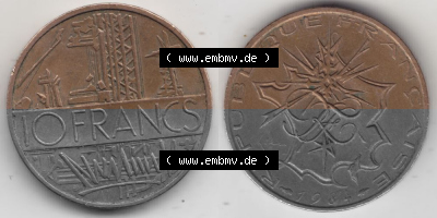 Münze Frankreich 1974-1987, 10 Franken-Francs 1984, Bild mit Vollansicht zum Download Sammlung
