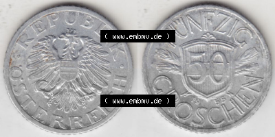 Münzen Österreich Umlaufmünze 1946-1955, 50 Groschen 1955, Münze aus Österreich -.-.- Sammlung