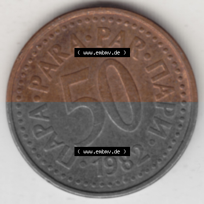 Münzen Jugoslawien Umlaufmünze 1982-1984, 50 Para 1982, Bild mit Rückseite der Münze als Bildmaterial Sammlung