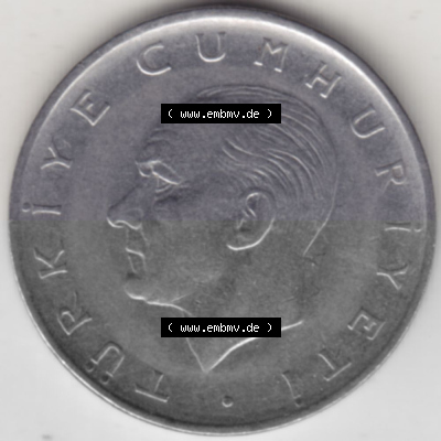 Münzen Türkei Umlaufmünze 1967-1980, 1 Lira 1970. Vorderseite der Münze der Türkei als Bildmaterial für Sammler und Münzen-Webseiten... Sammlung