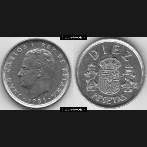 Grau bzw. s/w Münzen Spanien Umlaufmünze 1984-1984, 10 Peseten 1984 (3) Sammlung Graustufen