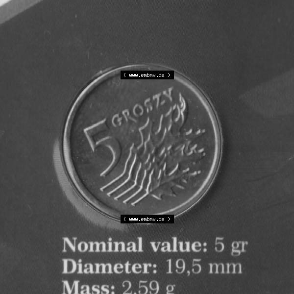 Grau bzw. s/w Münzen Polen KMS Umlaufmünze 2004, 5 Groszy (2) Sammlung Graustufen