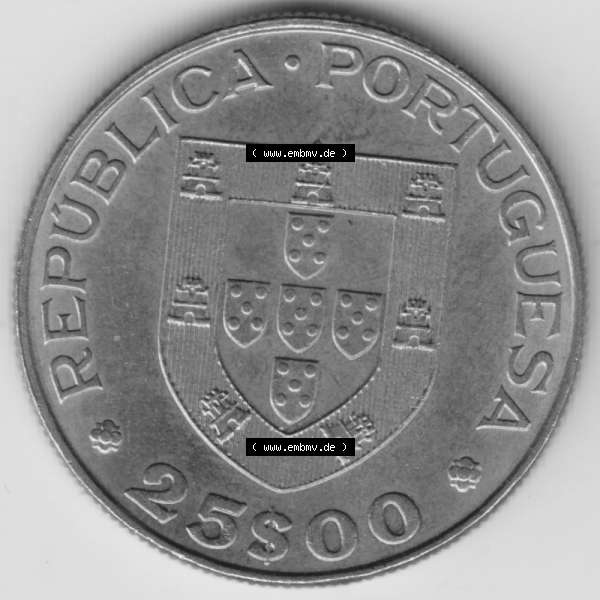 Grau bzw. s/w Münzen Portugal Gedenkmünze 1982-1982, 25 Escudo, Mundial Hoquei. Vorderseite der Gedenkmünze aus Portugal zum katalogisieren im Münzen-Katalog und der Verwaltung... Sammlung Graustufen
