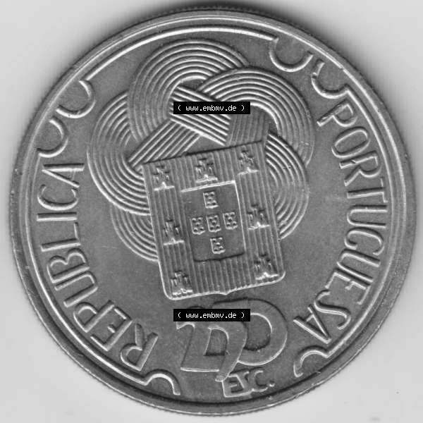 Grau bzw. s/w Münzen Portugal Gedenkmünze 1988-1988, 250 Escudo, XXIV Jogos Olimpicos Seul 1988, OLympiade. Vorderseite der Gedenkmünze aus Portugal zum katalogisieren im Münzen-Katalog... Sammlung Graustufen
