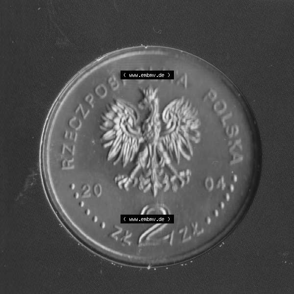 Grau bzw. s/w Münzen Polen KMS Umlaufmünze 2004, 2 Zloty (1) Sammlung Graustufen