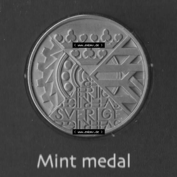 Grau bzw. s/w Münzen Schweden Umlaufmünze 2001-2001, Medaille aus KMS 2001, Bild mit Vorderseite der Münze als Bildmaterial Sammlung Graustufen