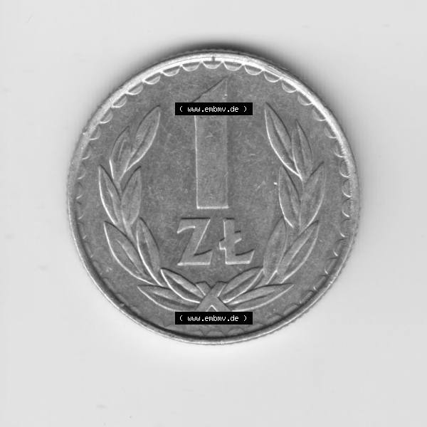 Grau bzw. s/w Münzen Polen Umlaufmünze 1986-1988, 1 Zloty 1987 (2) Sammlung Graustufen