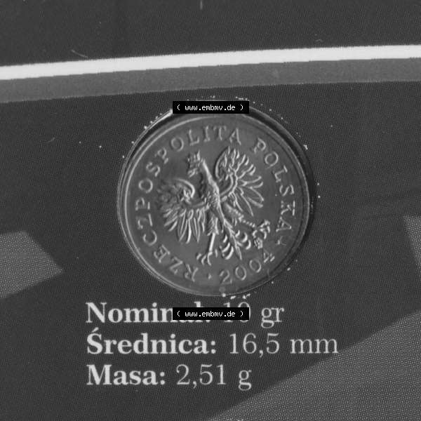 Grau bzw. s/w Münzen Polen KMS Umlaufmünze 2004, 10 Groszy (1) Sammlung Graustufen