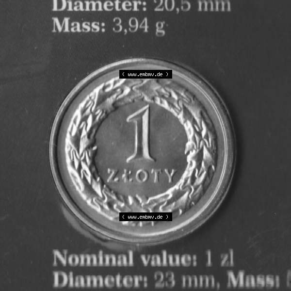Grau bzw. s/w Münzen Polen KMS Umlaufmünze 1995, 1 Zloty (2) Sammlung Graustufen