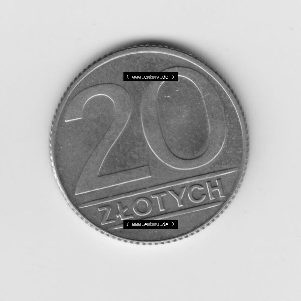 Grau bzw. s/w Münzen Polen Umlaufmünze 1989-1990, 20 Zlotych 1989 (2) Sammlung Graustufen