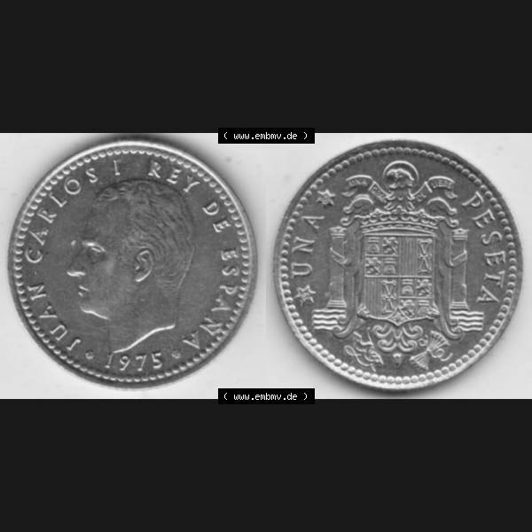 Grau bzw. s/w Münzen Spanien Umlaufmünze 1975-1975, 1 Pesete 1979, Bild mit Vollansicht als Bildmaterial Sammlung Graustufen