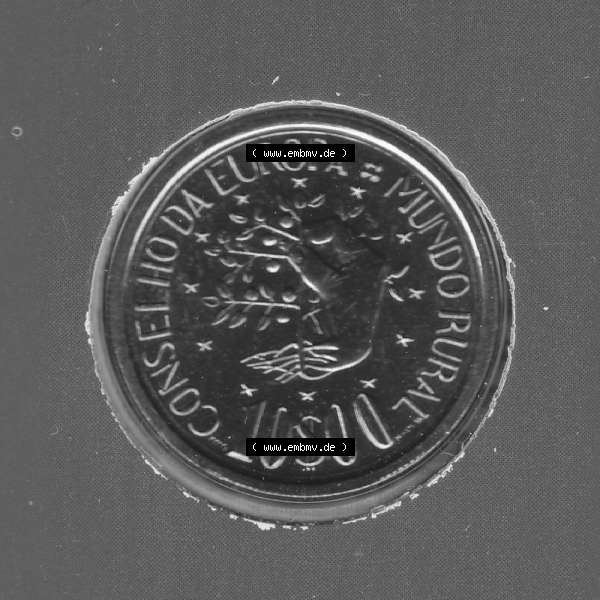 Grau bzw. s/w Münzen Portugal KMS Umlaufmünze 1987, 10 Escudo I. Vorderseite der Escudo Umlaufmünze aus Portugal vor EInführung der Euromünzen in Portugal zum katalogisieren im... Sammlung Graustufen