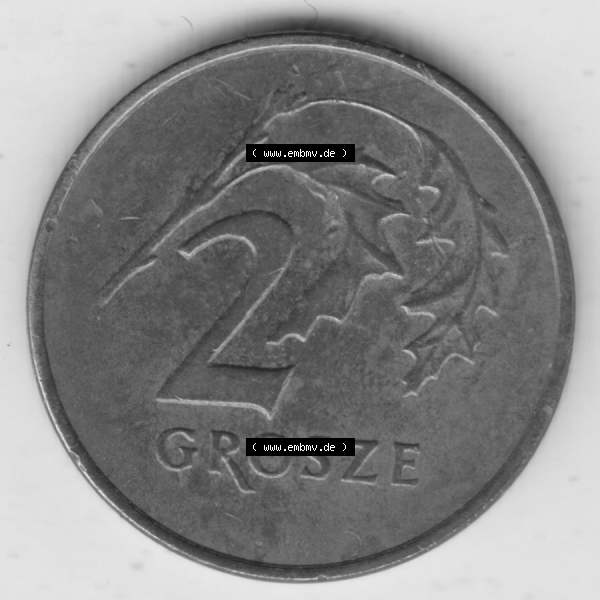 Grau bzw. s/w Münzen Polen Umlaufmünze 1990-2014, 2 Grosze 1992 (2) Sammlung Graustufen
