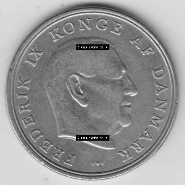 Grau bzw. s/w Münzen Dänemark Umlaufmünze 1960-1972, 5 Kronen 1961, König Frederick IX. Vorderseite der alten dänischen Umlaufmünze aus Dänemark zum katalogisieren... Sammlung Graustufen