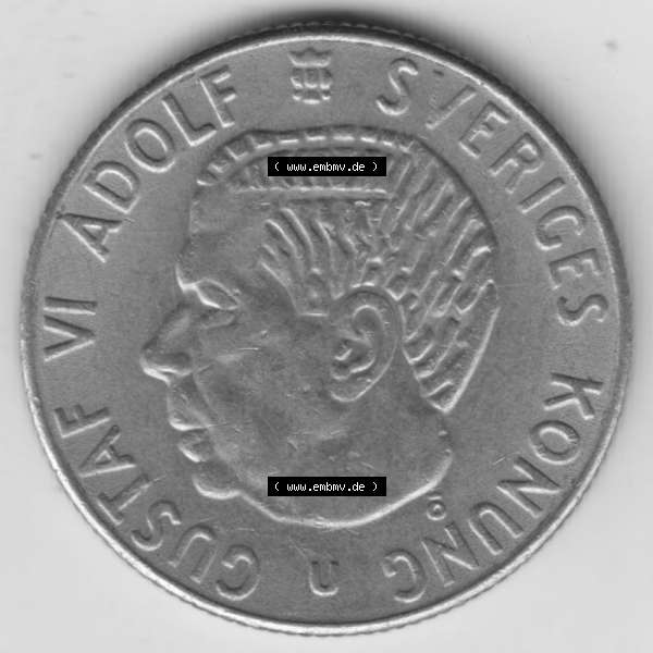 Grau bzw. s/w Münzen Schweden Umlaufmünze 1968-1973, 1 Krone 1969, Bild mit Vorderseite der Münze als Bildmaterial Sammlung Graustufen