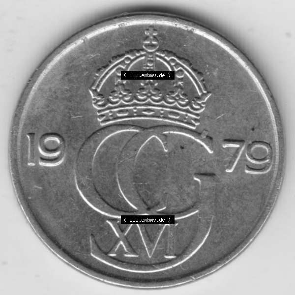 Grau bzw. s/w Münzen Schweden Umlaufmünze 1976-1991, 50 Öre 1979, Bild mit Vorderseite der Münze als Bildmaterial Sammlung Graustufen