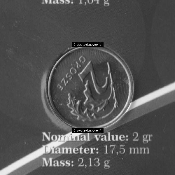 Grau bzw. s/w Münzen Polen KMS Umlaufmünze 2004, 2 Groszy (2) Sammlung Graustufen