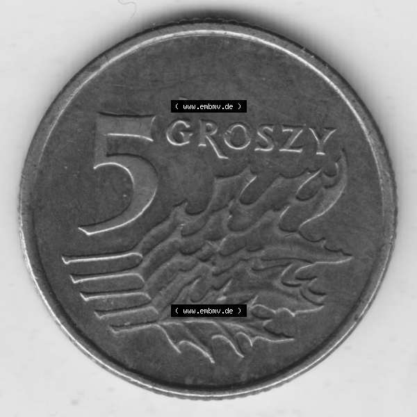 Grau bzw. s/w Münzen Polen Umlaufmünze 1990-2014, 5 Groszy 1998 (2) Sammlung Graustufen