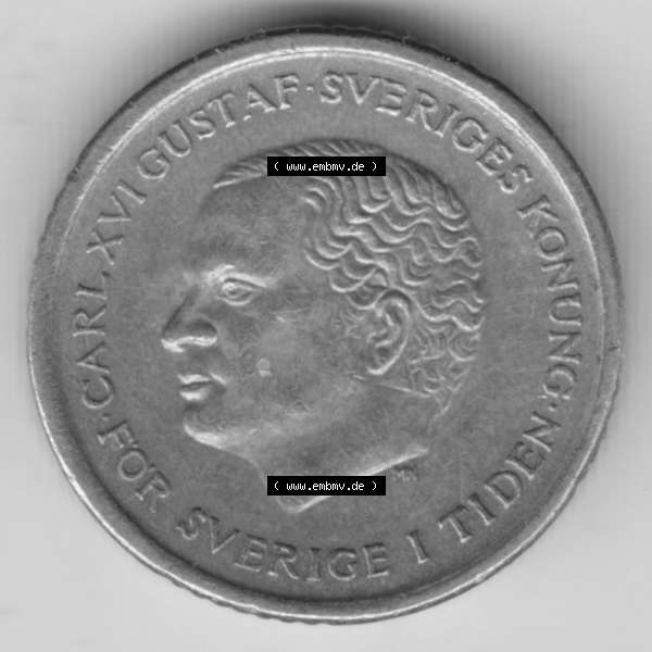Grau bzw. s/w Münzen Schweden Umlaufmünze 1991-2000, 10 Kronen 1992, Bild mit Vorderseite der Münze als Bildmaterial Sammlung Graustufen