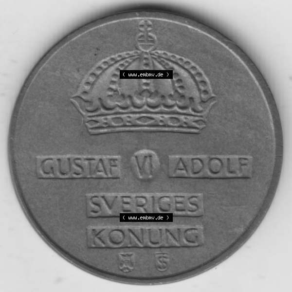 Grau bzw. s/w Münzen Schweden Umlaufmünze 1952-1971, 2 Öre 1960, Bild mit Vorderseite der Münze als Bildmaterial Sammlung Graustufen