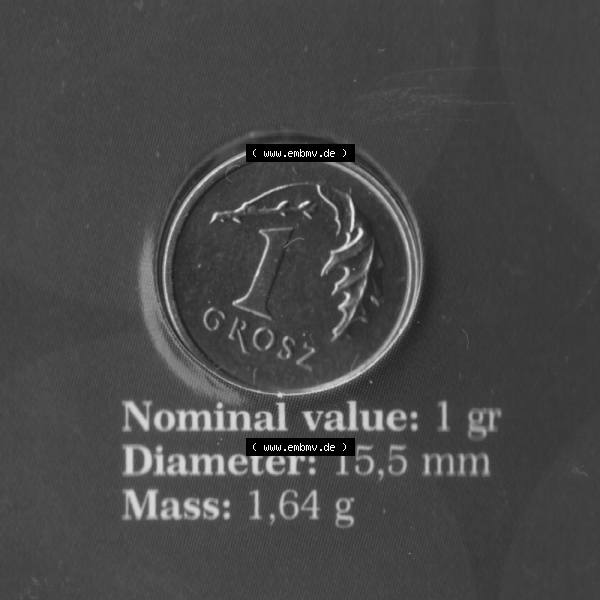Grau bzw. s/w Münzen Polen KMS Umlaufmünze 2004, 1 Groszy (2) Sammlung Graustufen