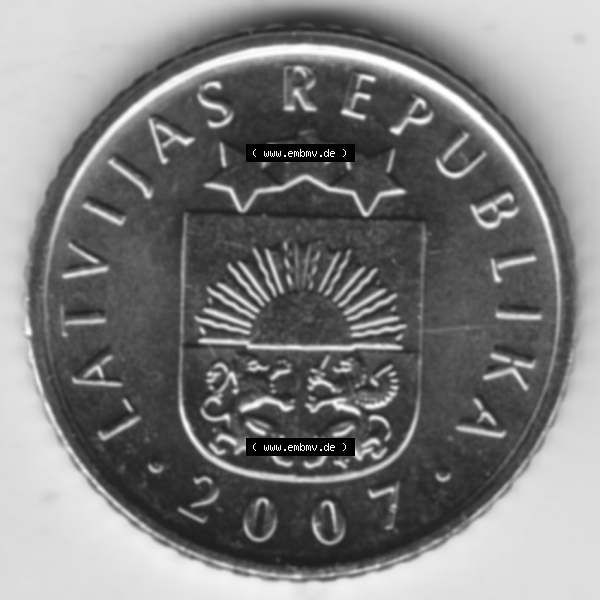 Grau bzw. s/w Münzen Lettland Umlaufmünze 1992-2009, 50 Santimu 2007, Bild mit Vorderseite der Münze als Bildmaterial Sammlung Graustufen
