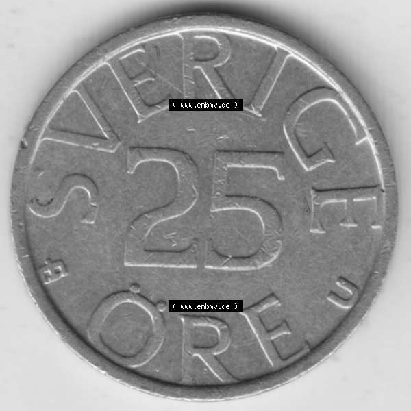 Grau bzw. s/w Münzen Schweden Umlaufmünze 1976-1984, 25 Öre 1978, Bild mit Rückseite der Münze als Bildmaterial Sammlung Graustufen