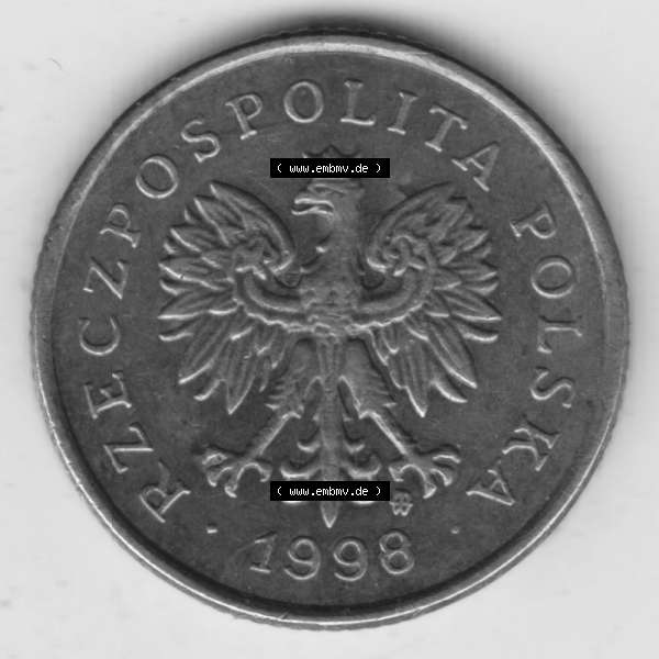 Grau bzw. s/w Münzen Polen Umlaufmünze 1990-2014, 5 Groszy 1998 (1) Sammlung Graustufen