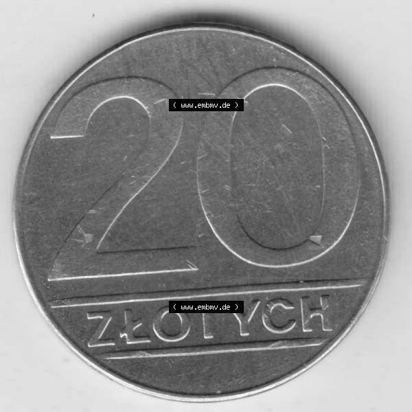 Grau bzw. s/w Münzen Polen Umlaufmünze 1989-1990, 20 Zlotych 1990 (2) Sammlung Graustufen