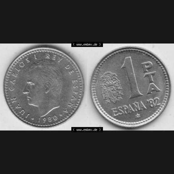 Grau bzw. s/w Münzen Spanien Umlaufmünze 1980-1980, 1 Pesete 1981 (3) Sammlung Graustufen